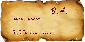 Behal Andor névjegykártya
